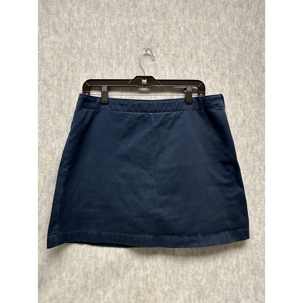 Lands' End Skort Navy Sz 10 Blue Side Zip Cotton Blend Active Casual Mini Skirt